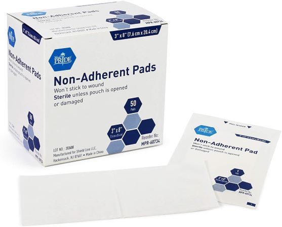 3x8 Non-Adherent Sterile Pad, 50/Box - Click Image to Close